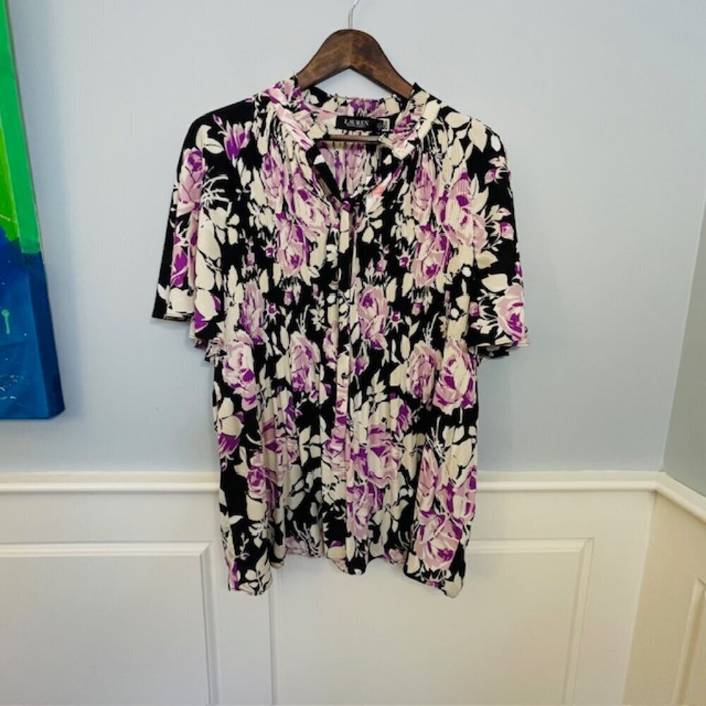 Lauren Ralph Lauren Floral Ruffled Flutter Sleeve Corpcore Blouse Plus NWT 3X - Picture 2 of 10